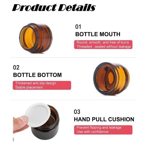 12Pcs Small Amber Glass Jars with Black Lids Empty Cosmetic Containers with Inner Liners Refillable Travel Containers Bottles for Lotion Face Cream Makeup Lip Balm 5g