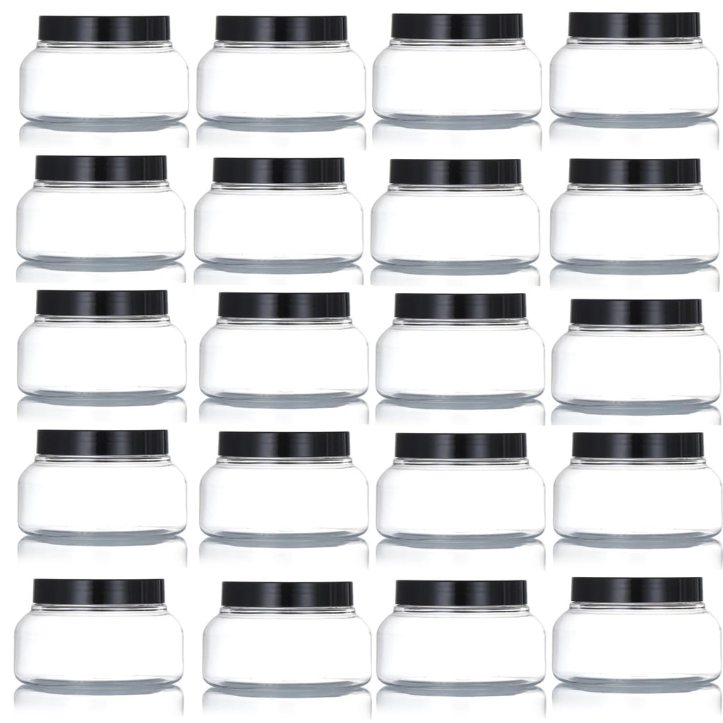 Zentriqlla 24 Pack 5 Oz Plastic Jars with Black Lids, BPA Free Clear Body Scrub Containers, Empty Round Samples Jars for Sugar Scrub, Lotion, Body Butter, Cream