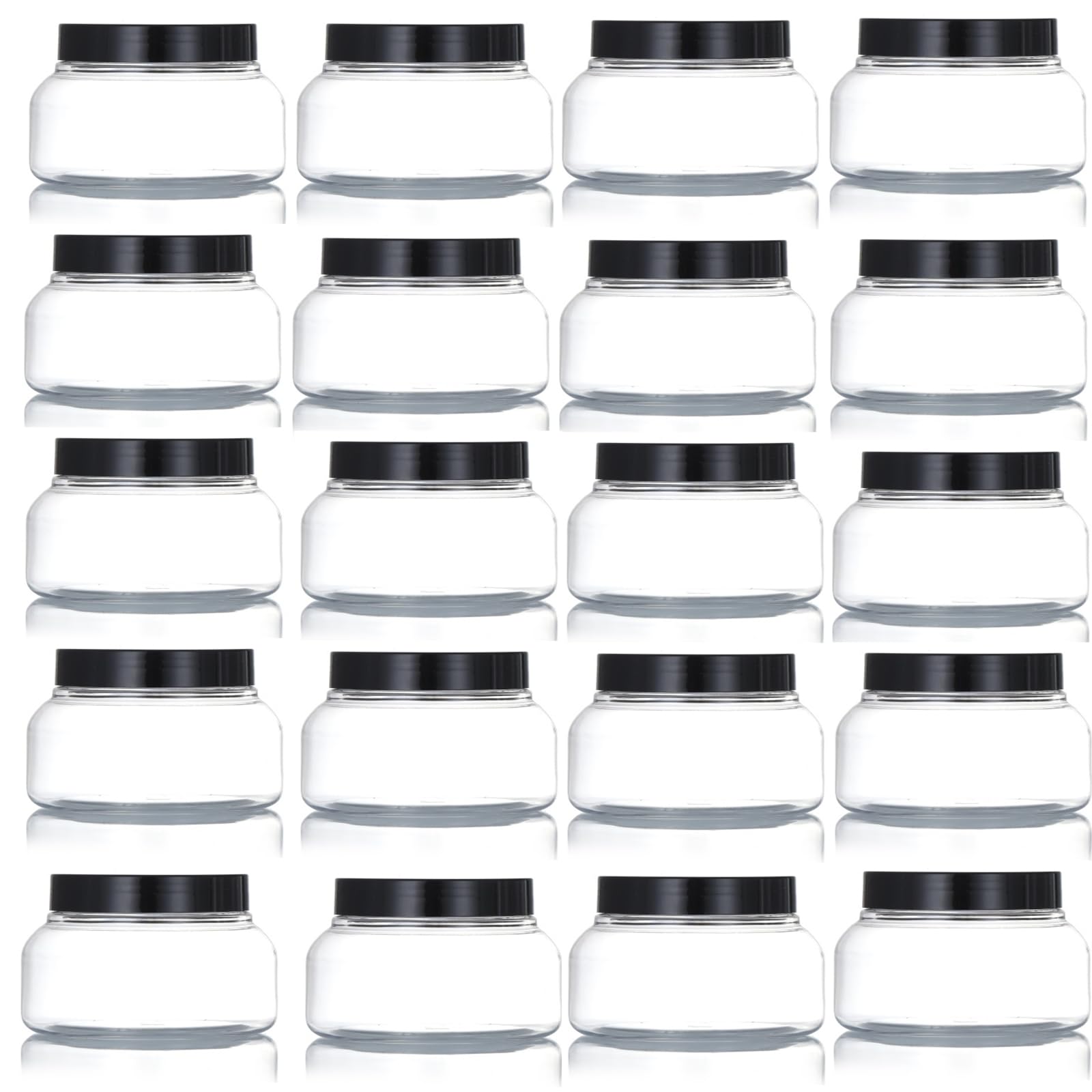 Zentriqlla 24 Pack 5 Oz Plastic Jars with Black Lids, BPA Free Clear Body Scrub Containers, Empty Round Samples Jars for Sugar Scrub, Lotion, Body Butter, Cream
