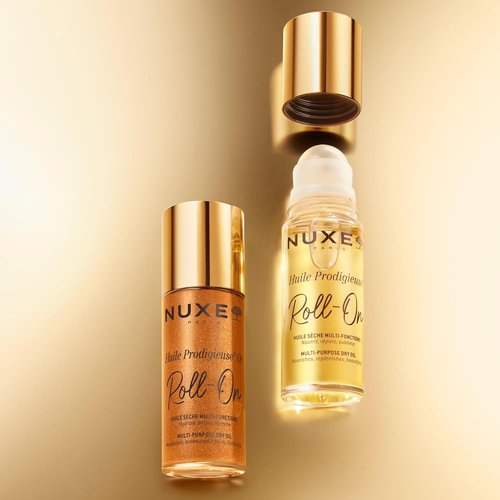 Nuxe Huile Prodigieuse Multi-Purpose Dry Oil Roll-On with 7 Botanical Oils for Radiant Glow and Hydration, for Face, Body & Hair, 2.0 Fl Oz
