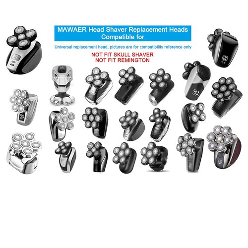 Universal Magnetic Interface 7 Blades Head Shaver Replacement Heads for Freedom Series Head Shaver, Universal Replacement Heads Wet and Dry (7 Blades, Magnetic Interface)