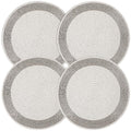 Alpha Living Home Silver White Beaded Round Placemats Set of 4 - 13 Inch Table Decor