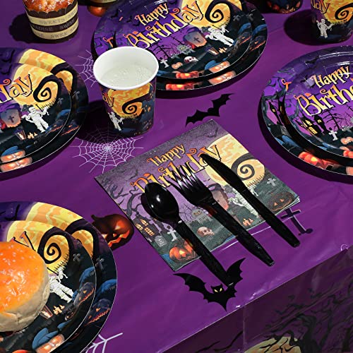 Halloween Birthday Party Plates & Napkins Set for 50 Guests - Serve 50 - Tableware Serve 50