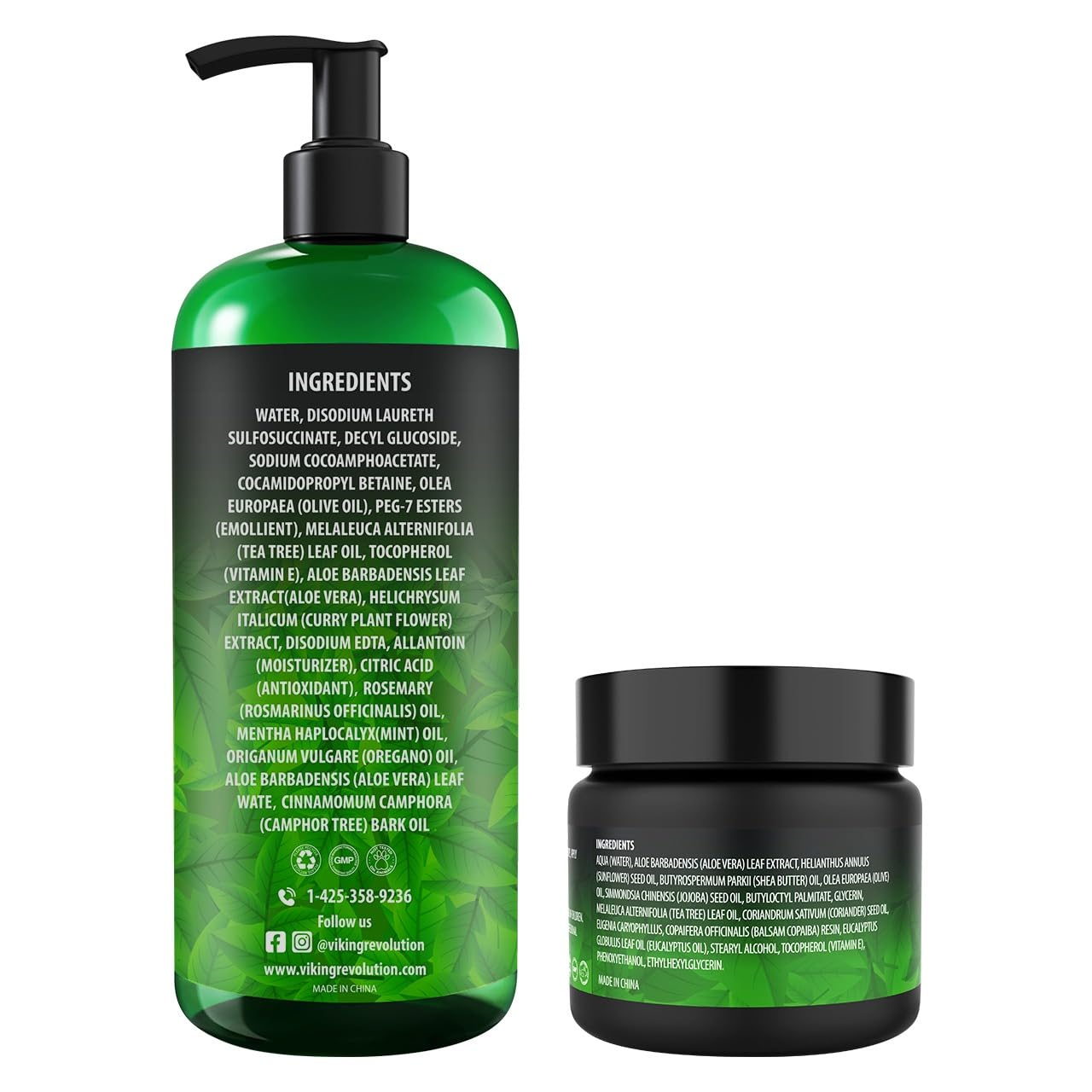 Viking Revolution Skin Cleaning Agent Tea Tree Kit for Men - Tea Tree Oil Set with Body Wash & Balm - Hydrating, Helps Athlete's Foot, Jock Itch, Eczema & Body Odors - Extra Strength, 2 Piece Set