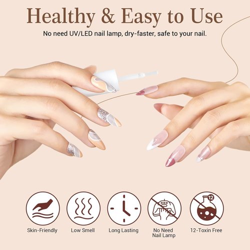 AZUREBEAUTY Dip Powder Liquid Set - 8 Pcs Dipping Base, Activator & Top Coat | No Lamp Needed, 15ml Each
