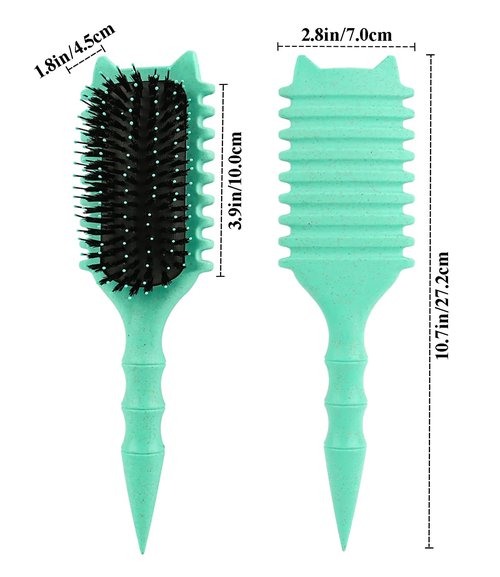 Skiennix Curly Hair Brush - Volume Curl Defining Tool for Effortless Detangling & Styling | Green
