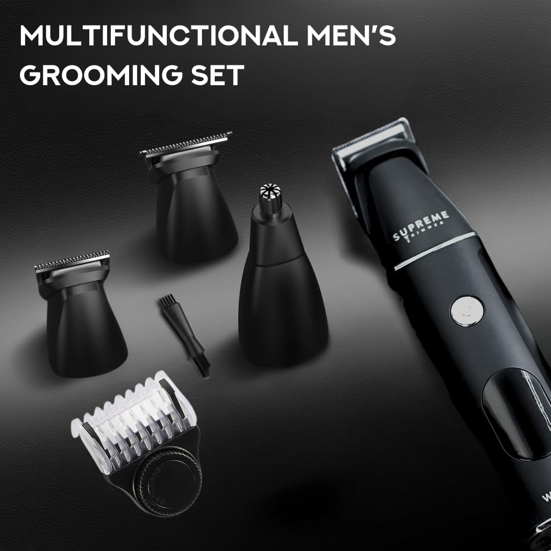 Supreme Trimmer All-in-One Waterproof Multigroomer for Men - Rechargeable Beard, Body & Nose Hair Kit | SMG3030