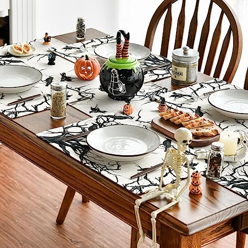 12x18 Inch Halloween Crows Tree Branches Placemats Set of 8 - Seasonal Fall Table Decor