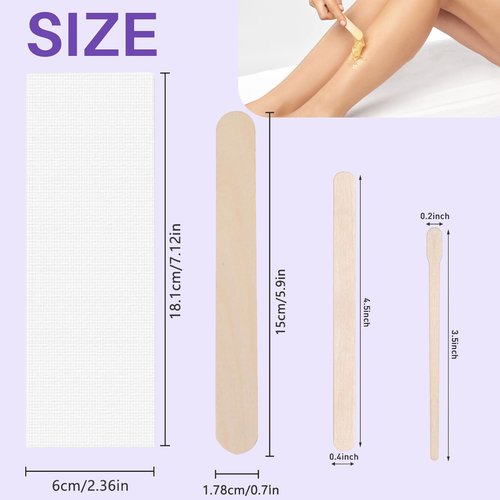 BLITZWAX Wax Kits with 120pcs Wooden Sticks for Hard Wax Hair Removal, Eyebrow Large and Small Applicators for Face, Body, and Lip, with 30 Wax Papers and Oils, Ideal for Women’s At-Home Waxing