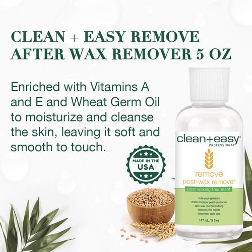 Clean + Easy After Wax Remover Oil for Skin – Post Wax Care & Soothing Residue Remover for Smooth Skin, 5 fl oz