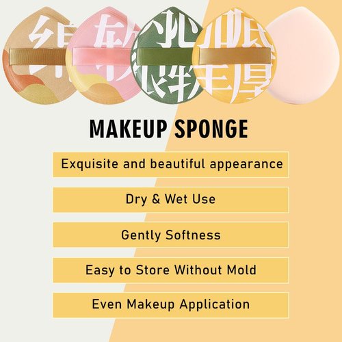 Makeup Sponge for Foundation Concealer and Powder,Latex Free Blender Sponge for Natural and Easy Makeup Soft Long Lasting Beginner-friendly,Travel Size Beauty Makeup Tools (Green XL 5 Pcs)