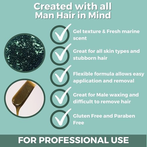 Cirepil - Homme - 800g / 28.22 oz Hard Wax Beads Bag - Strong Grip for Men’s Coarse Hair - Effective Manscaping for Back, Chest & Shoulders - Fresh Marine Scent - Low Temp Refill Bag