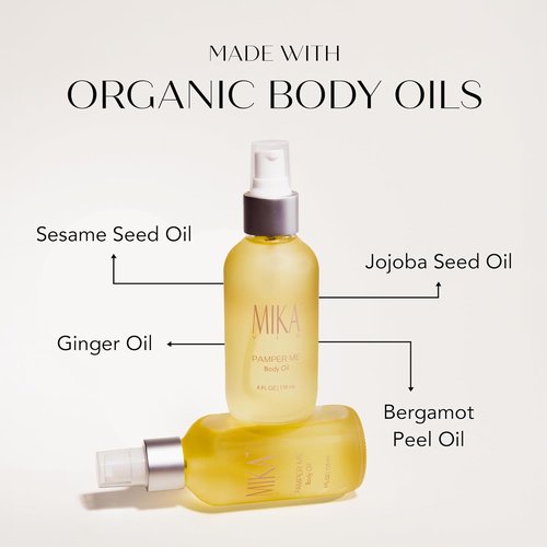 Luxury Organic Body Oil - Moisturizing After Shower Oil for Dry Skin | 4 oz with Sesame, Jojoba, Ginger & Bergamot - USDA Certified Organic, Non-Greasy