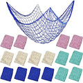 16PCS Nautical Fish Net Decoration Set - Beige, Blue, Green, Pink, 80" x 40"