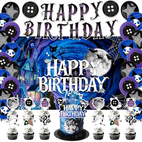 Halloween Party Decorations Set with Cake Toppers Banner Balloons and Backdrop - 42 Pieces