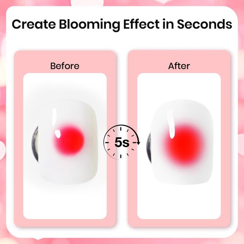 Beetles Blooming Gel Nail Polish Kit - Hema Free Clear Blooming Gel with Red Nail Polish & Nail Art Brush, Soak Off UV/LED for Flower Marble Watercolor Nail Designs DIY Gift Set