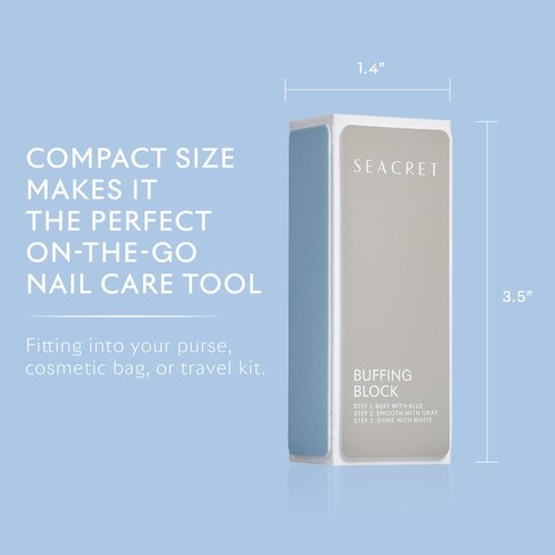 SEACRET Minerals Professional Nail Buffing Block, 3 Ways Buffing Block The Secret for Shiny Nails, Manicure & Pedicure, Pack of 2