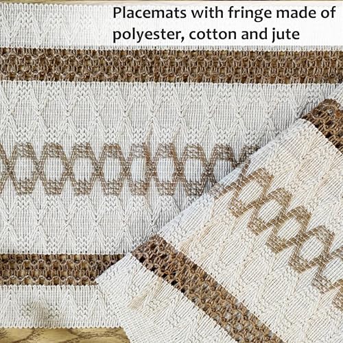 Placemat Set of 6 - 17.5x11.5in Polycotton Tri Stripe Dining Table Mats