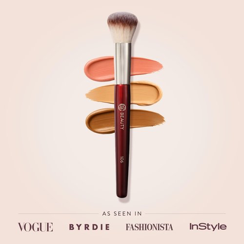 BK BEAUTY 106 ROUND FOUNDATION BRUSH – Dense Dome Shape for Liquid & Cream Foundation, Seamless Streak-Free Application, Multi-Use Face Makeup Tool