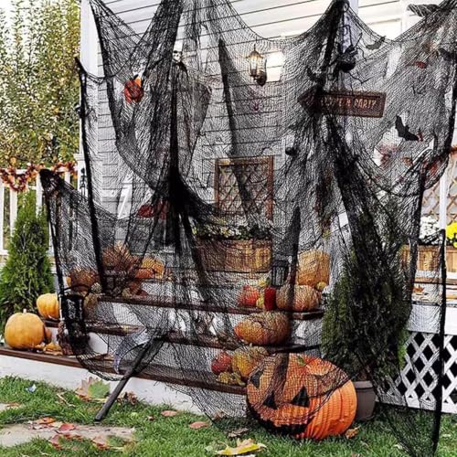 Halloween Creepy Cloth Set - Black and Bloody Gauze Spider Web Decorations