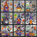 Halloween Gnomes Window Clings Set - Spooky Decorative Stickers for Windows