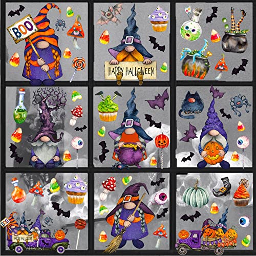Halloween Gnomes Window Clings Set - Spooky Decorative Stickers for Windows