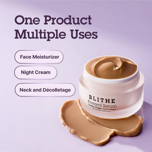 BLITHE Pressed Serum Tundra Chaga - Peptide & Collagen Anti-Aging Moisturizer | Instant Face Lift, 1.68 fl oz