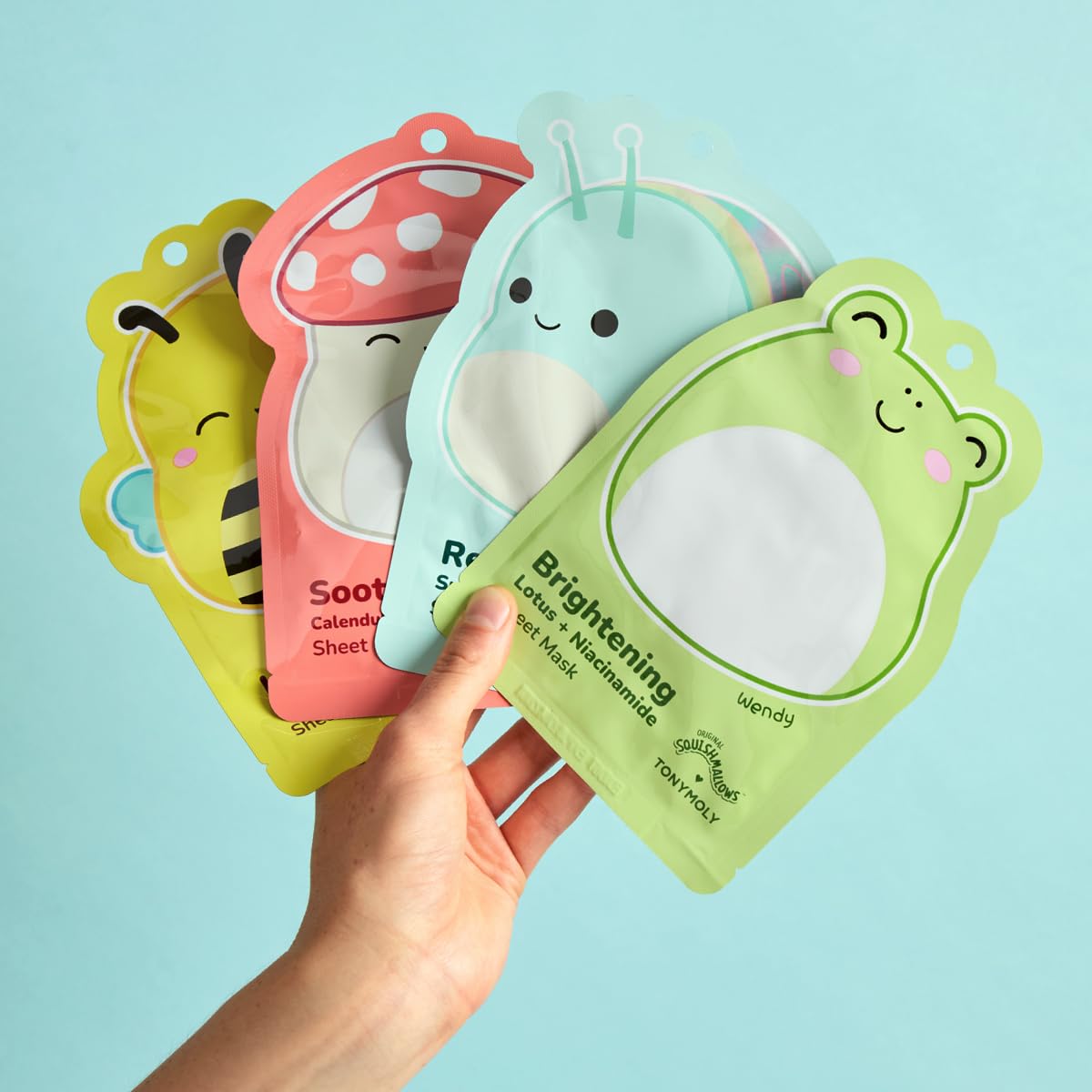 TONYMOLY x Squishmallows Sheet Mask Set - 4-Pack Hydrating & Nourishing Facial Masks for Glowing Skin