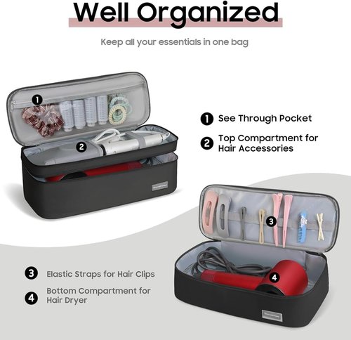 Cruise Essentials 2026 Hair Tools Travel Bag Compatible for Shark Flex Style Dyson Airwrap, Hair Dryer Storage Travel Case, Haircare Accessories Organizer Double Layer Design & Shock Absorption