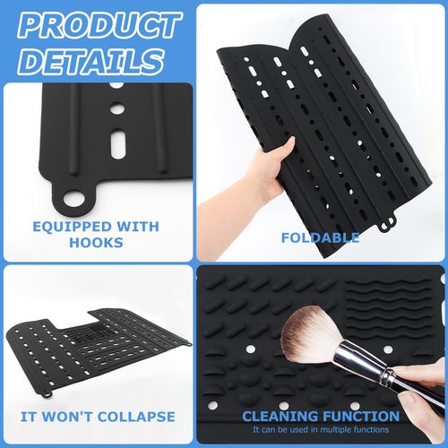 Kryslanix Bathroom Sink Cover for Counter Space With Storage Bag, 22 * 17" Foldable Sink Cover,Silicone Beauty Makeup Brush Cleaning Mat,for Counter Space & Storage Saver(black)