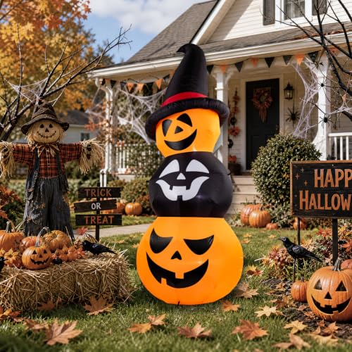 6 Ft Inflatable Halloween Pumpkin Decor with Built-In LED Lights for Yard