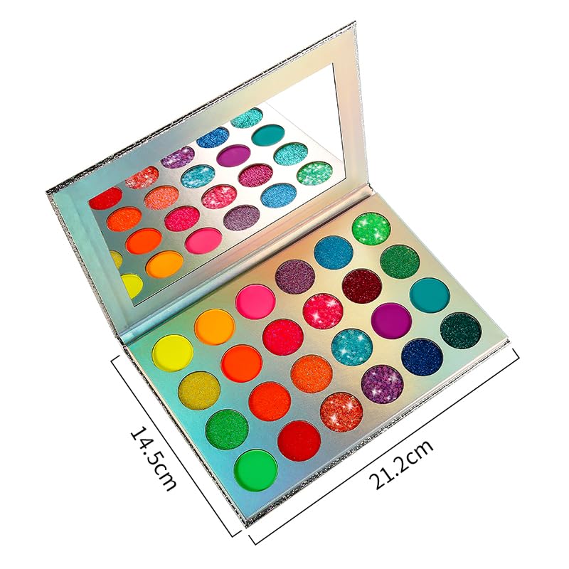 Neon Eyeshadow Palette Glow in the Dark UV Blacklight Makeup Kit - 24 Bright Colors