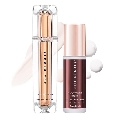 JLO BEAUTY Face Serum Set for Day & Night, Firming, Hydrating & Exfoliating Skincare with AHA, BHA & Hyaluronic Acid, Anti Aging Facial Serum, Skin Care Gift Set for Women, Travel Size, 1 Fl Oz Each