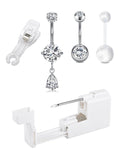QWALIT Belly Button Piercing Kit Belly Piercing Kits Silver Belly Button Piercing Gun Self Belly Piercing Gun with Surgical Steel Dangle Belly Rings at Home