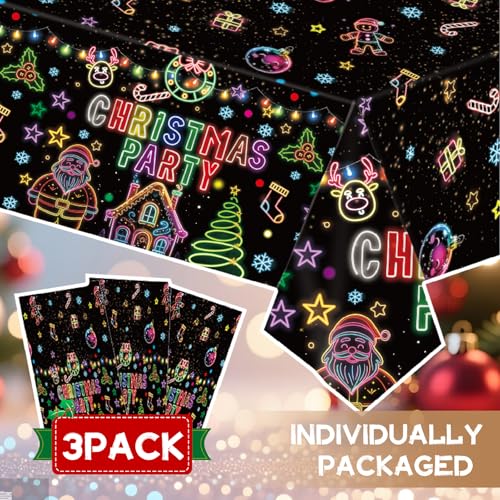 Christmas Party Tablecloth 54x108 Inch Disposable Holiday Decor 3 Pack