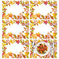 Yellow Maple Fall Plastic Placemats Set of 6 - Wipeable Autumn Table Decor 11x15.7 Inches