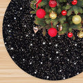 Black Sequin Christmas Tree Skirt 21 Inch Velvet Holiday Decor