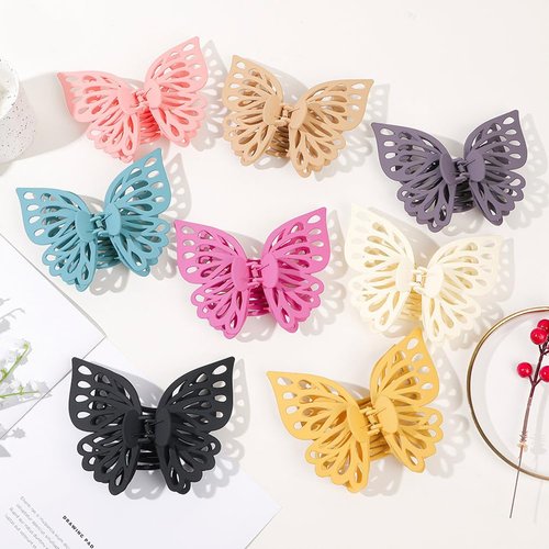 KALLORY 8pcs Butterfly Hair Clips: Large Butterfly Claw Clip - Hair Styling Accessories For Women Girls