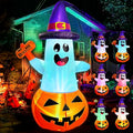 5FT Halloween Inflatable Pumpkin Ghost with Multi-Color Flashing LED Yard Decor