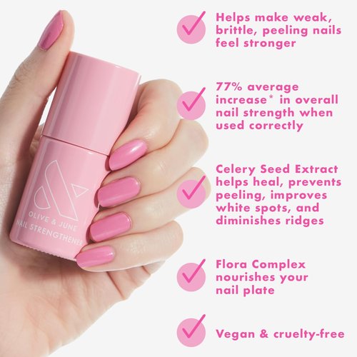 Olive & June Nail Strengthener - Heals Weak, Brittle Nails | Boosts Strength Up to 77% | Vegan & Cruelty-Free