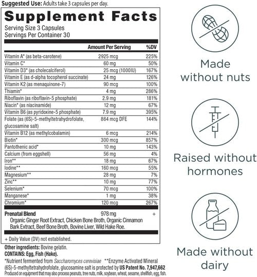 Ancient Nutrition Prenatal Vitamins - Methylated Multivitamin for Women's Fertility & Pregnancy Support | 90 Ct