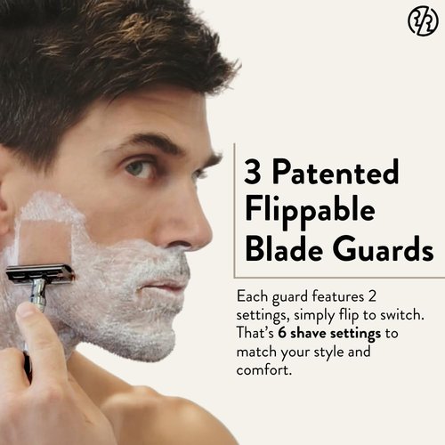Rockwell Razors 6C Gunmetal Chrome Safety Razor - 6 Adjustable Shave Settings & 5 Recyclable Blades | Eco-Friendly for Men & Women
