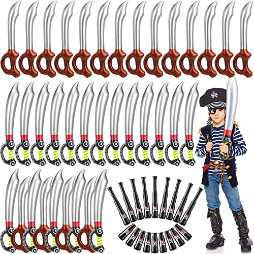 Pirate Costume Accessories Set with Inflatable Swords and Telescope for Kids