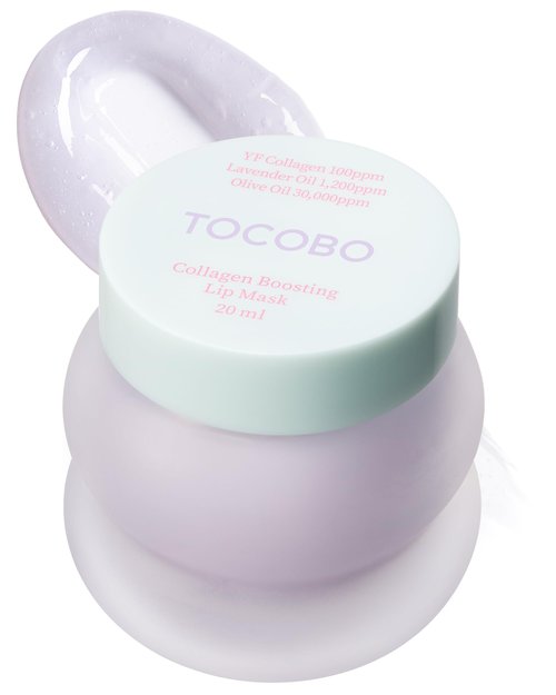 TOCOBO Collagen Lip Mask – Fermented Collagen Overnight Lip Sleeping Mask with Peptide & PHA | Korean Vegan Treatment for Dry, Aging Lips | Balm-to-Oil Plump-Looking Care, Lavender Scent | 0.68 oz