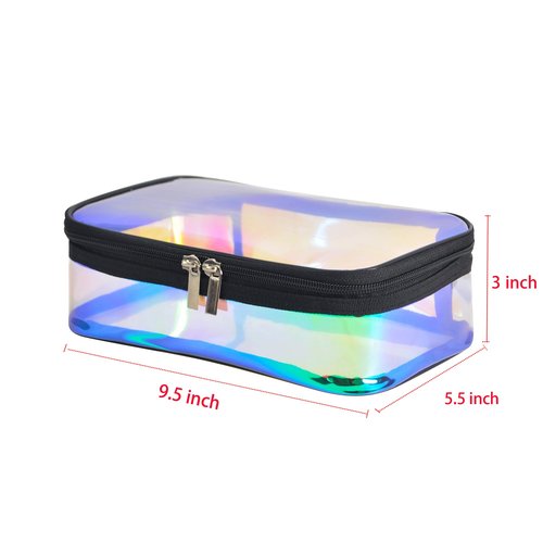 Jula Vance Iridescent TPU Travel Cosmetic Makeup Bag Holographic Clear Makeup Kit Organizer Pouch Waterproof Toiletry Organizer Case