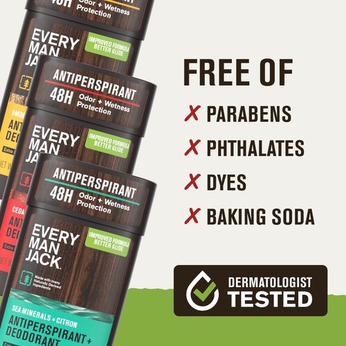 Every Man Jack Men’s Antiperspirant Deodorant Variety Pack – New & Improved Formula – Outdoor Inspired Scents - 48-Hour Odor & Sweat Defense– 2.6 oz (3 Pack)