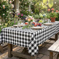 120x56 Inch Black White Checkered Tablecloth - Farmhouse Christmas Decor
