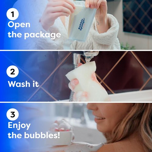 Bubble Sponge® - Disposable 2-in-1 Soap & Bath Sponge - Patent-Pending - Soap Infused Sponges - No Rinse Bathing Shower Wipes | Men and Women Travel Essentials (10-Ct.)