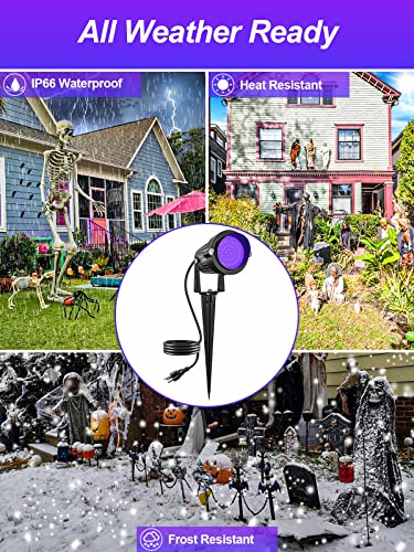 15W LED Black Light Spotlight for Glow Parties & Outdoor Decor - Waterproof 2 Pack