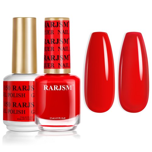 RARJSM Red Gel Nail Polish Set - Bright Red Air Dry Lacquer & Opaque Gel for DIY Nail Art | 15ml